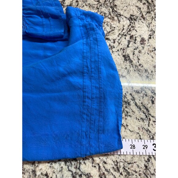 Melissa Paige Tunic Top 3X Blue Rayon Lace Trim Bell Sleeves Boho Lagenlook - Picture 7 of 7